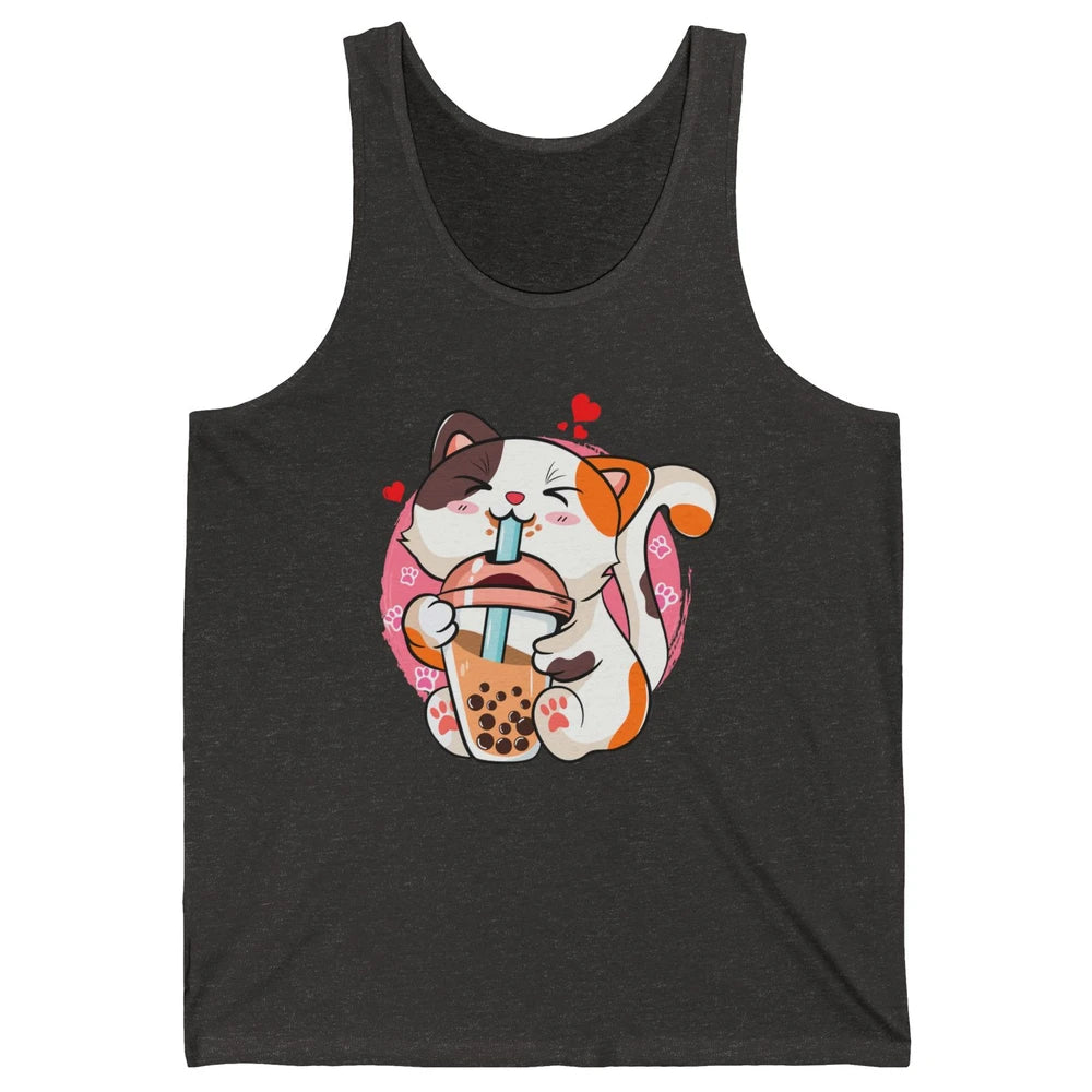 Boba Tea Cat Kawaii Cat Drink Milk Tea Kawaii Boba Cat Lover Unisex Jersey Tank