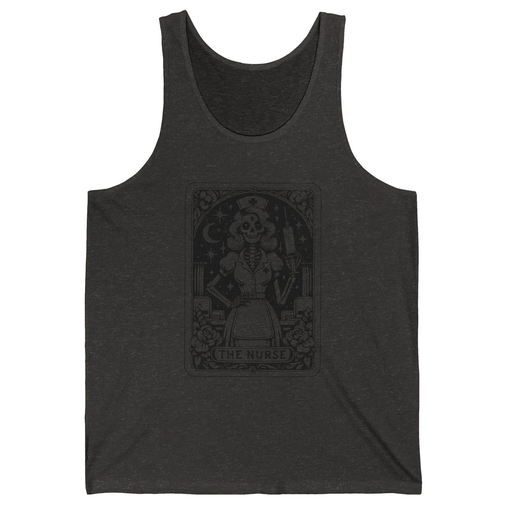 Retro Skeleton The Nurse Tarot Card Halloween Nursing Life Unisex Jersey Tank