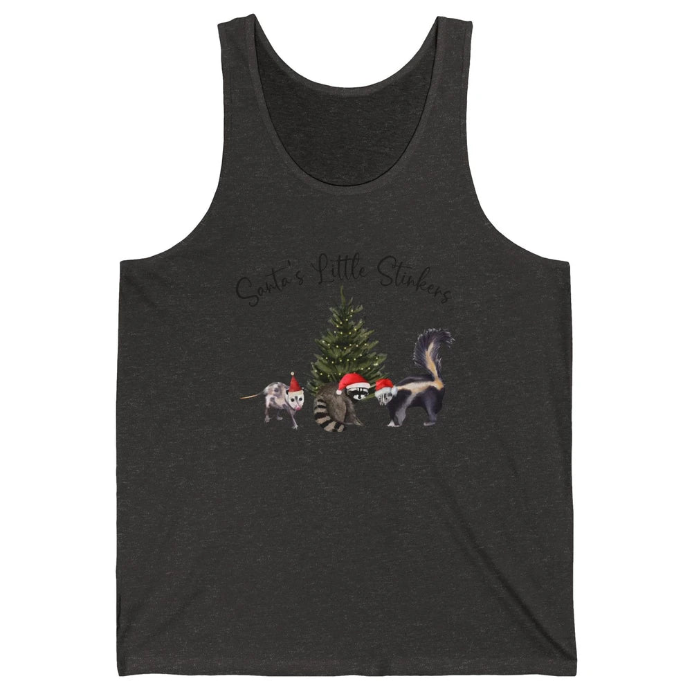 Funny Santa's Little Stinkers Christmas Raccoon Opossum Unisex Jersey Tank