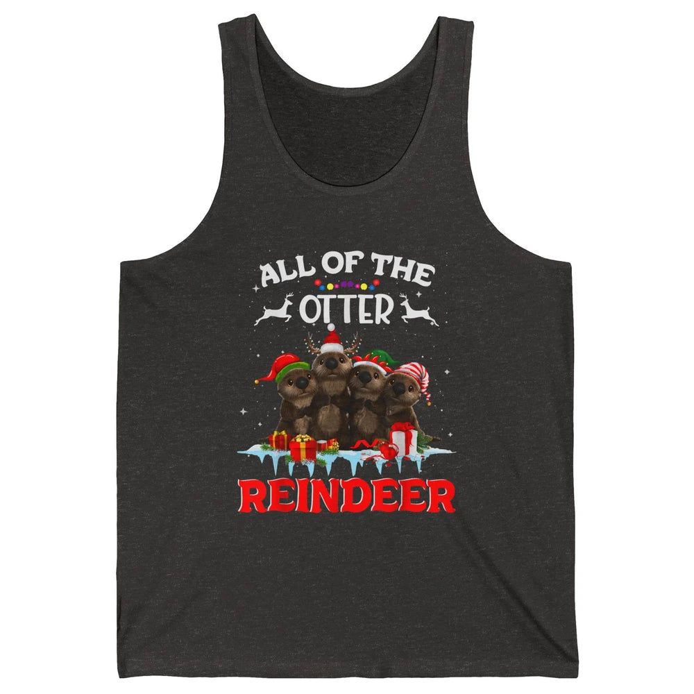 Merry Christmas All Of Otter Reindeer Funny Xmas Santa Hat Unisex Jersey Tank