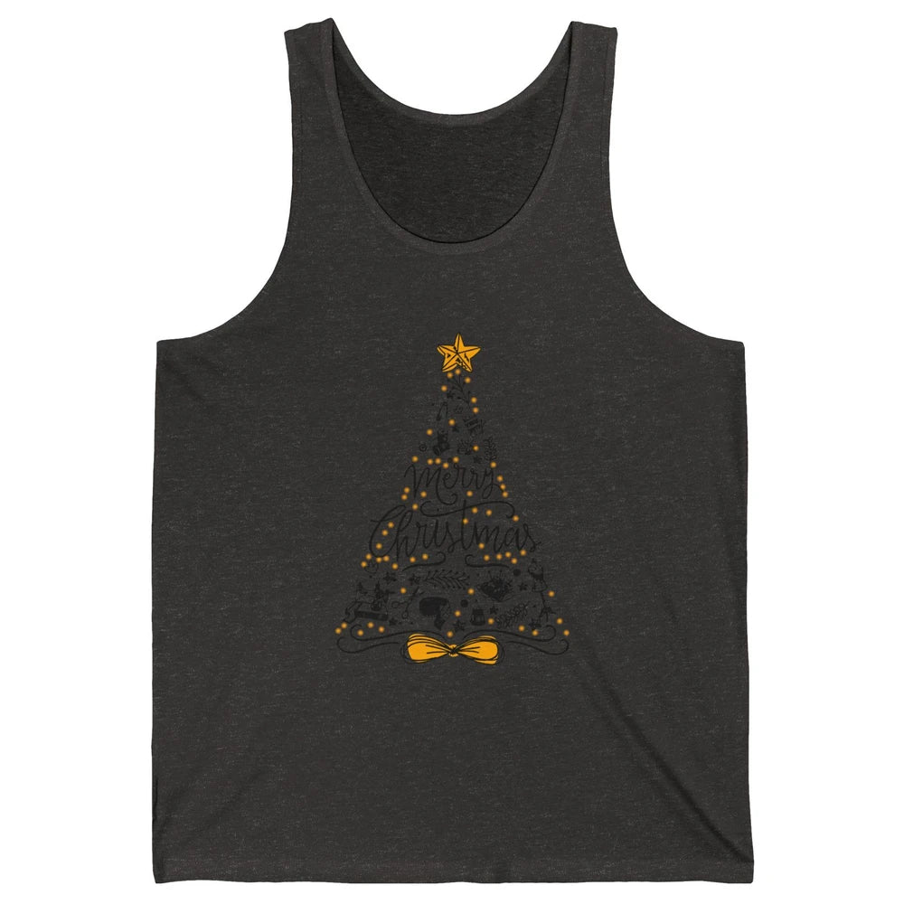 Funny Sewing Merry Christmas Tree Quilting Symbols Christmas Unisex Jersey Tank