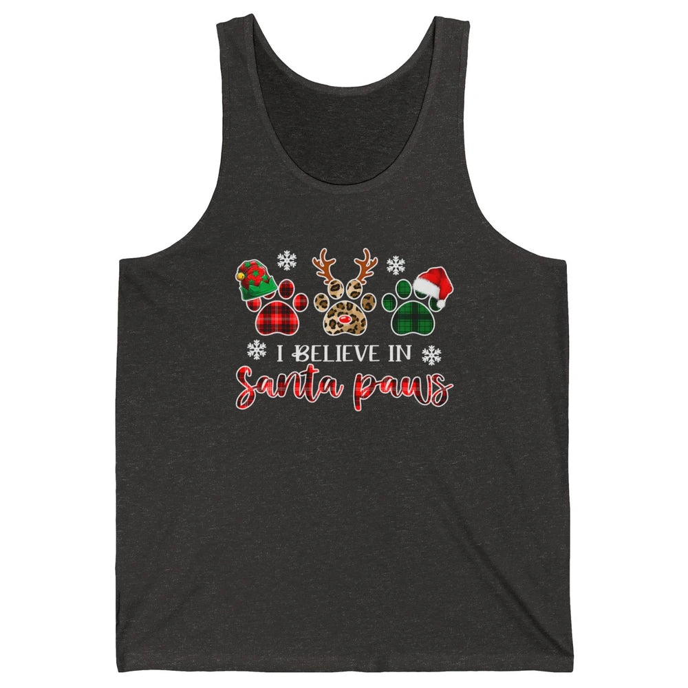 Merry Christmas Dog Paw Leopard Buffalo Plaid Xmas Santa Hat Unisex Jersey Tank