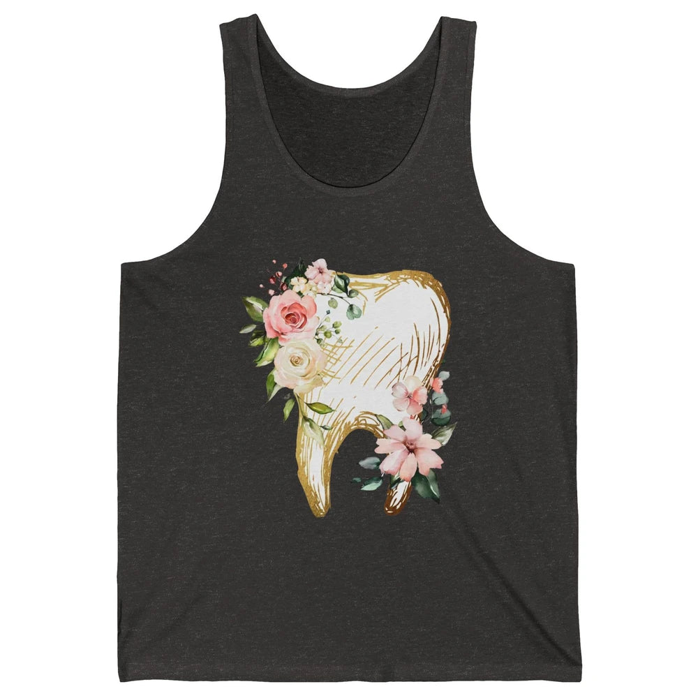 Vintage Floral Tooth Anatomy Dental Hygienist Dentist Life Unisex Jersey Tank