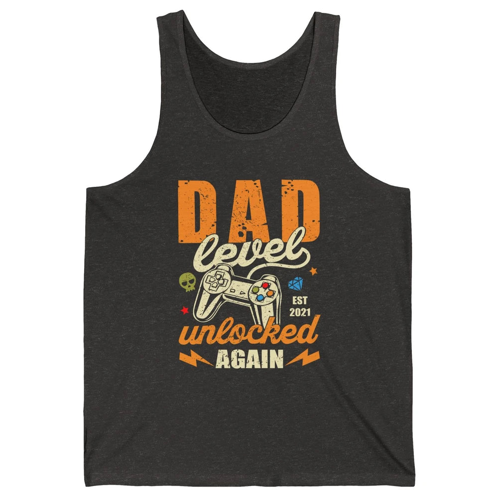 Vintage Dad Level Unlocked Again Est 2021 Game Lovers Gift Unisex Jersey Tank