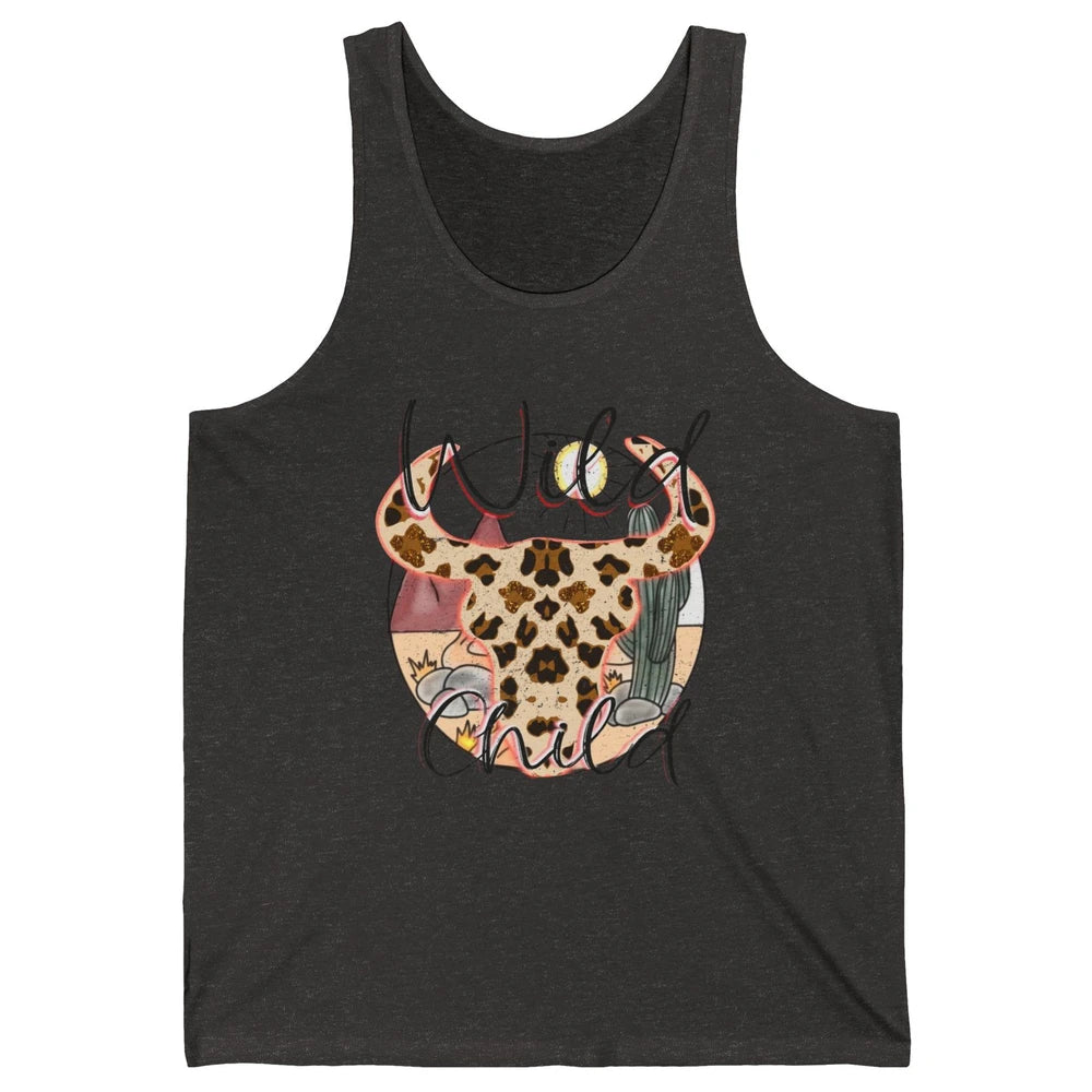 Boho Bull Skull Wild Child Desert Cactus Western Country Unisex Jersey Tank