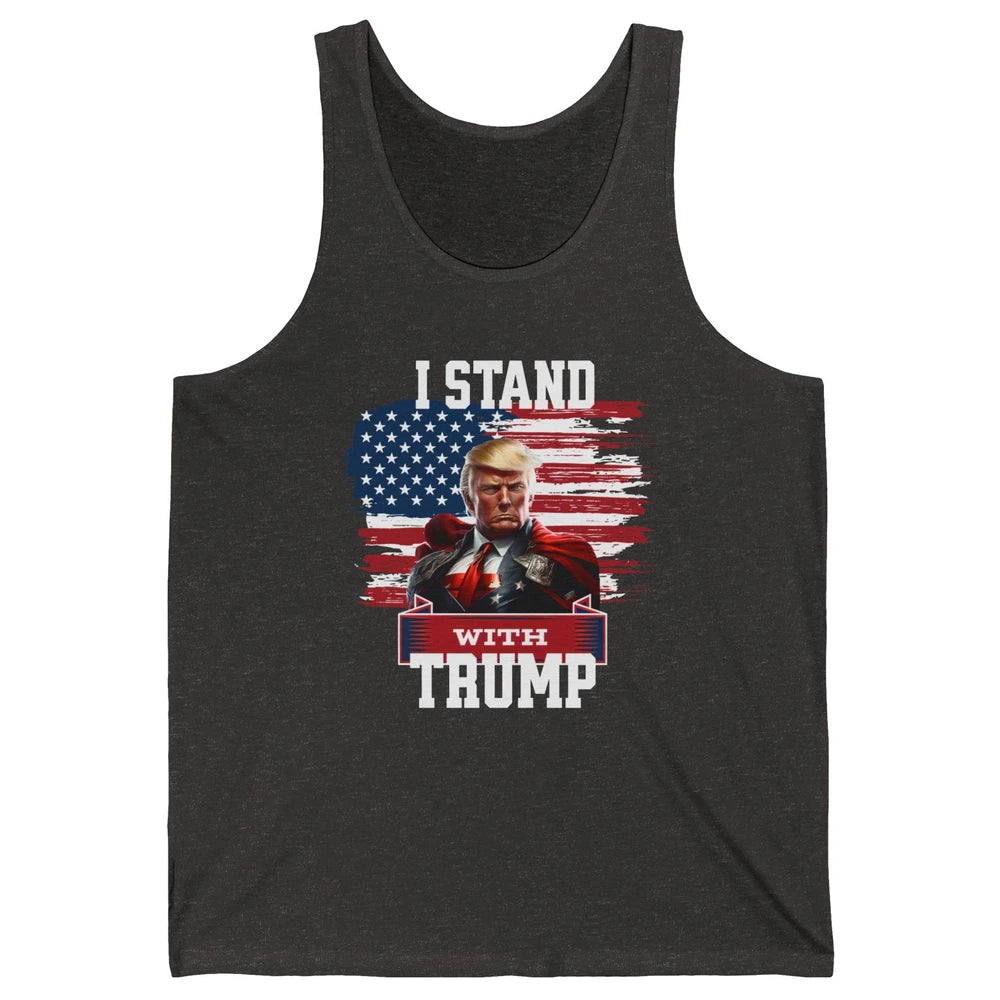 Retro US Flag I Stand With Donald Trump Return 2024 Patriot Unisex Jersey Tank