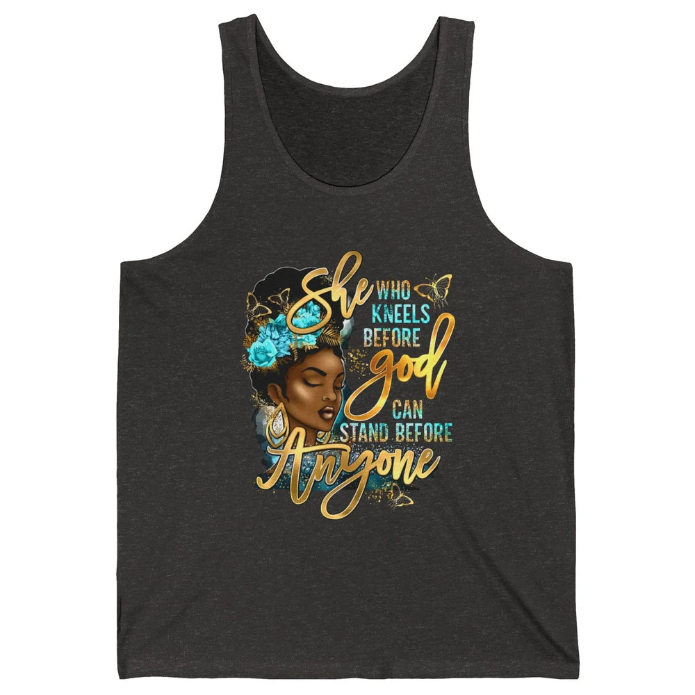 Black Girl She Who Kneels Before God Christian Afro Women Unisex Jersey Tank