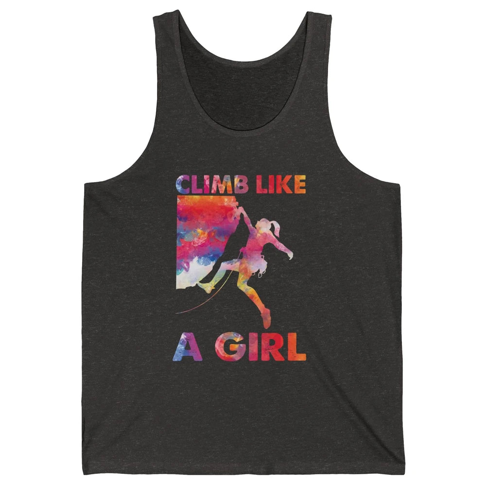 Rock Climbing Climb Like A Girl Watercolor Rock Climbers Unisex Jersey Tank