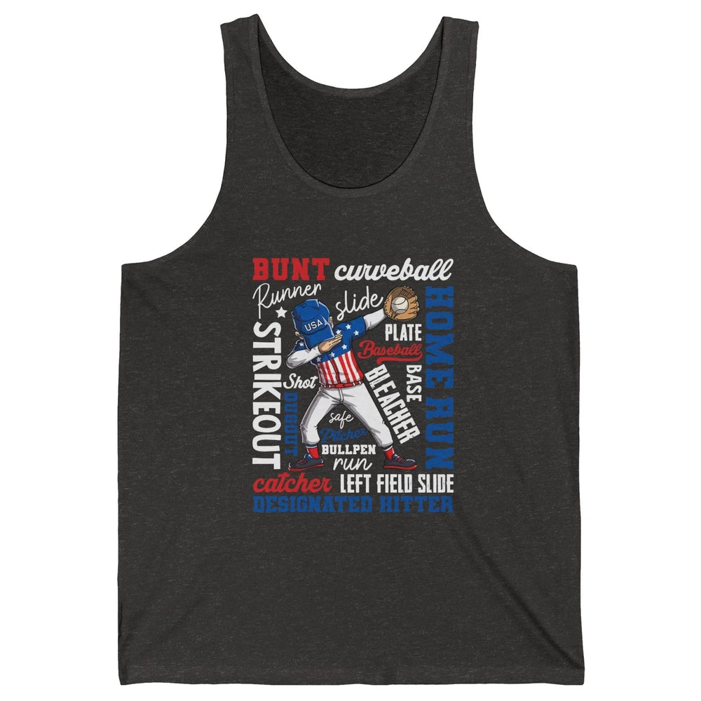 Baseball Dabbing 4th of July US Patriotic Baseball Players Unisex Jersey Tank