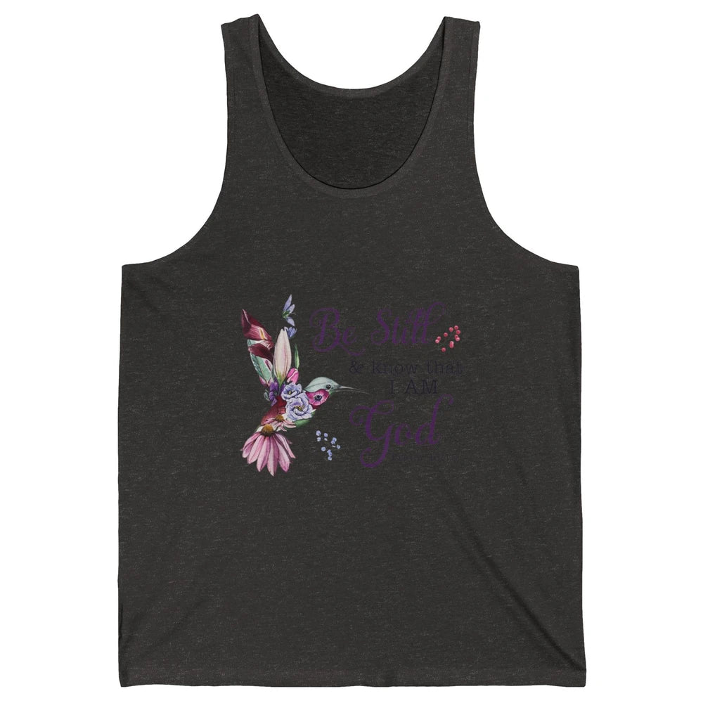 Be Still Know Im God Floral Bird Jesus Christian Bible Verse Unisex Jersey Tank