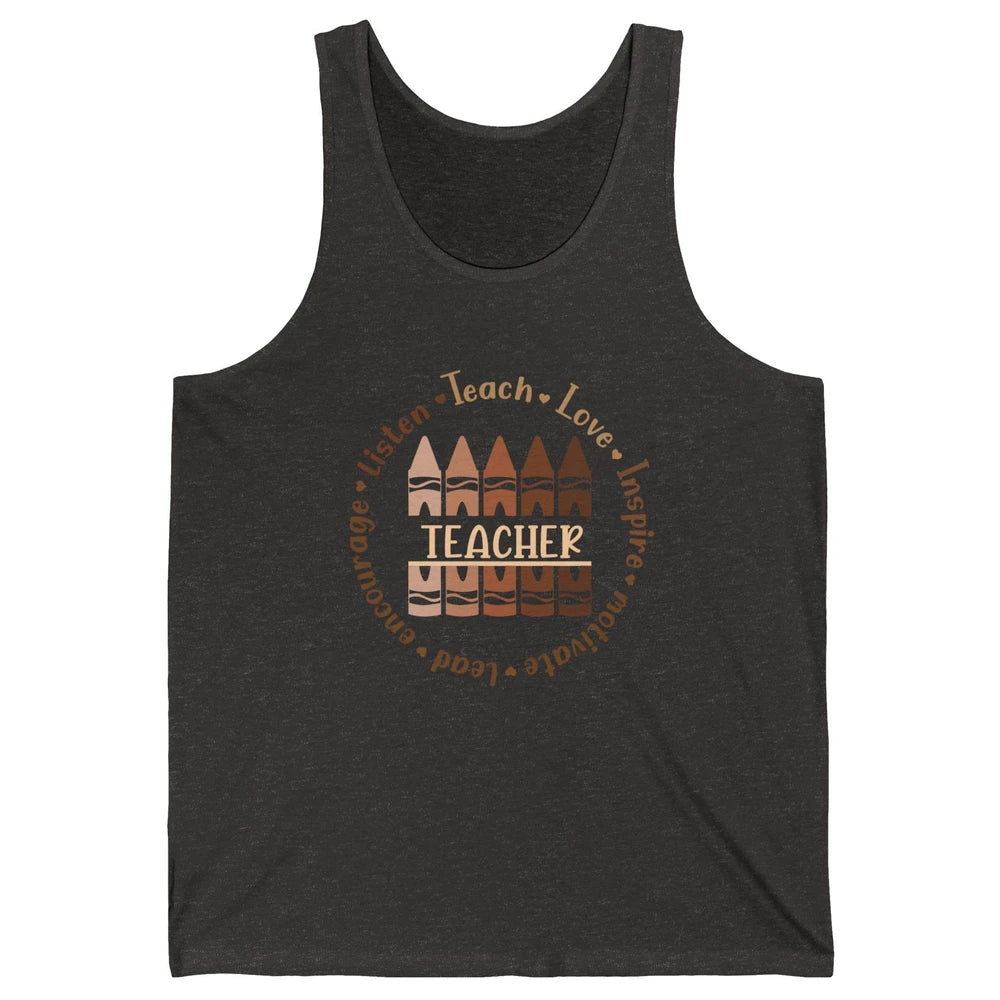 Teach Love Inspire African American Teacher Black Teacher Unisex Jersey Tank