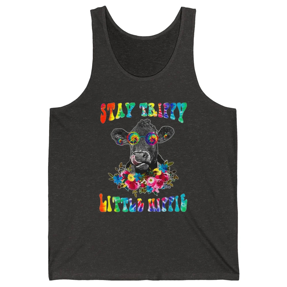 Stay Trippy Little Hippie Heifer Licking Highland Cow Peace Unisex Jersey Tank