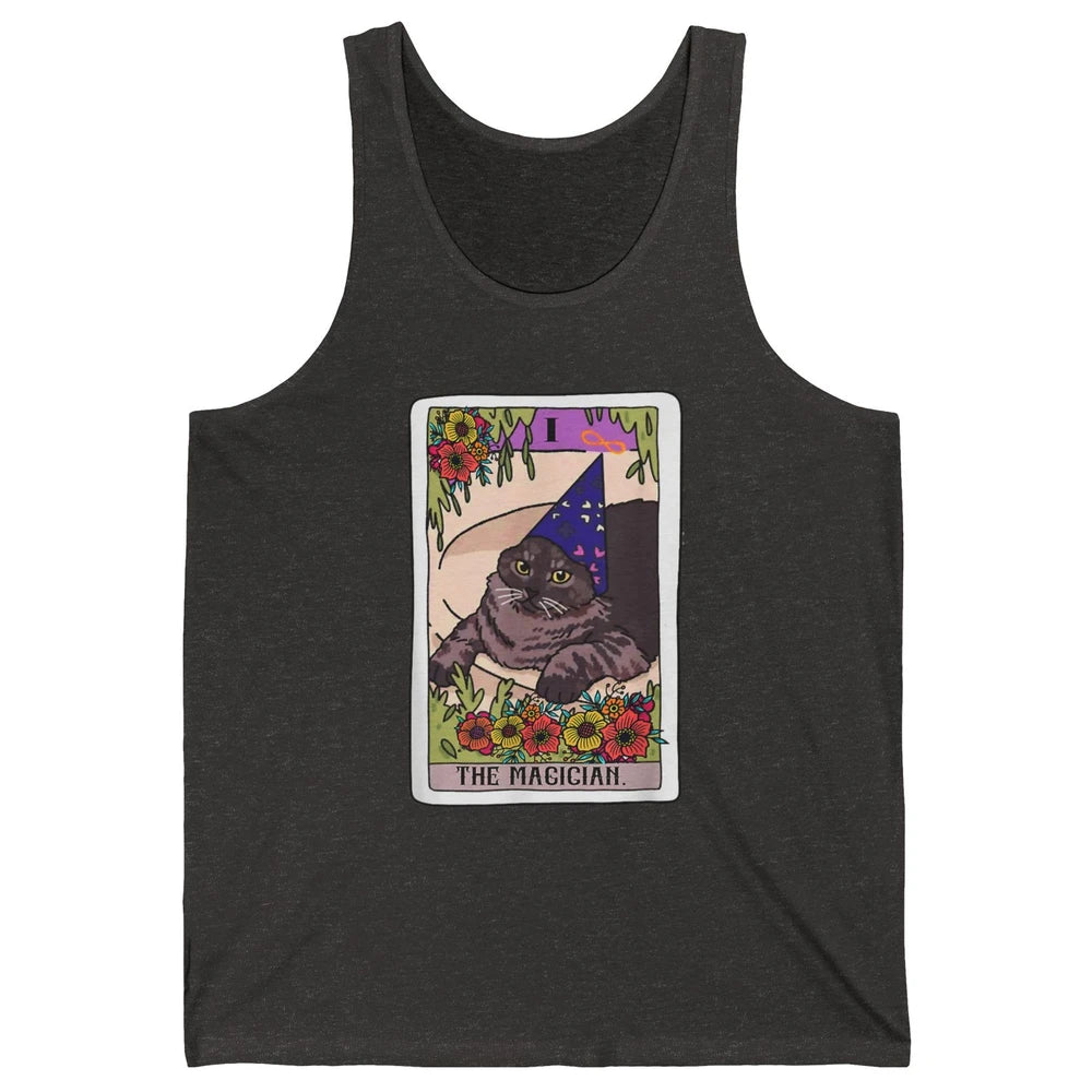 The Magician Grey Cat Tarot Card Witch Rider Goth Halloween Unisex Jersey Tank