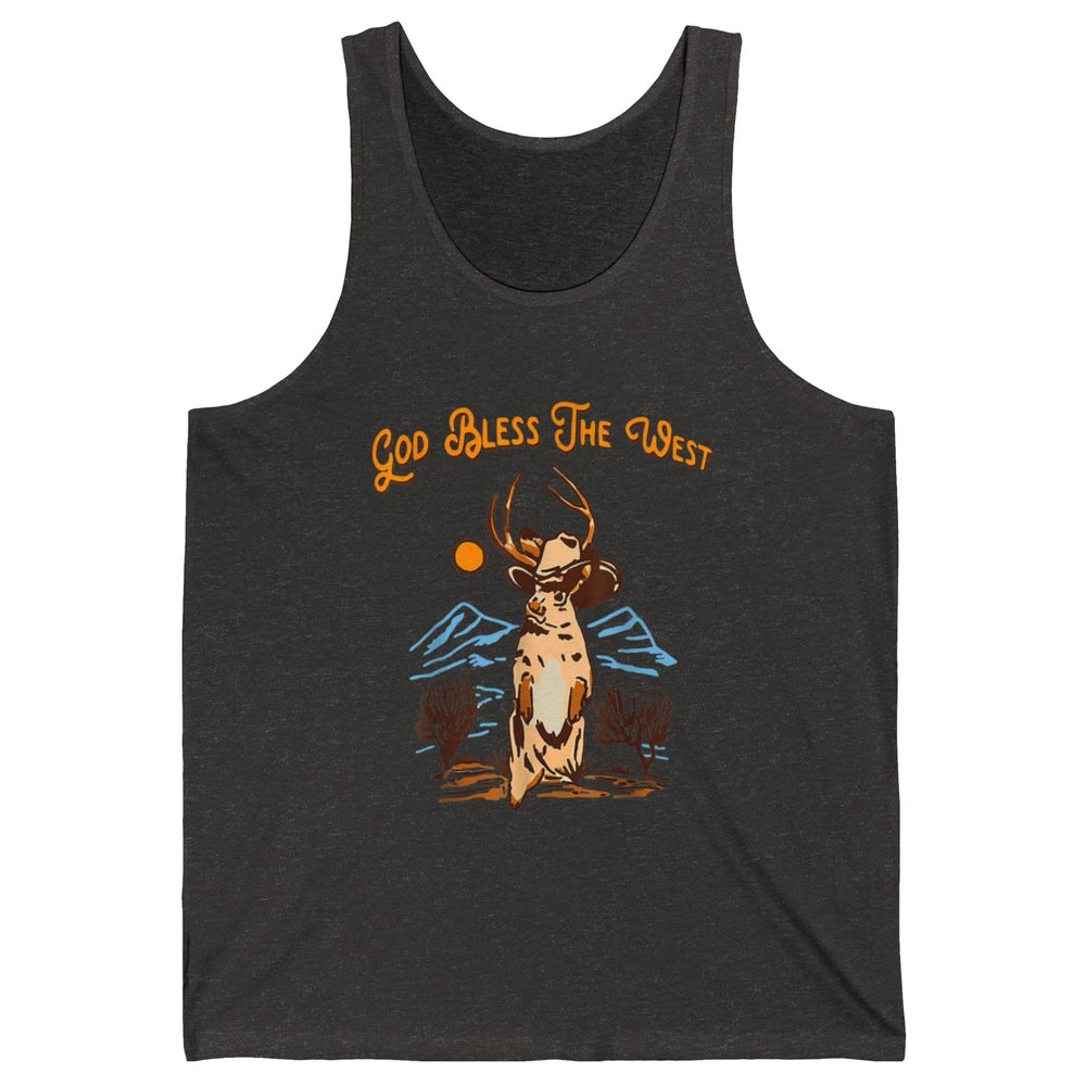 Western Country God Bless Vintage Cowboy Deer Music Desert Unisex Jersey Tank