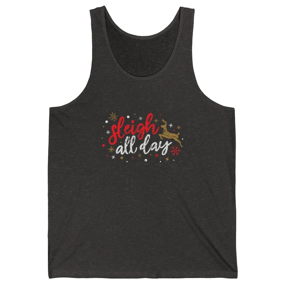 Sleigh All Day Xmas Reindeer Retro Merry Christmas Lights Unisex Jersey Tank