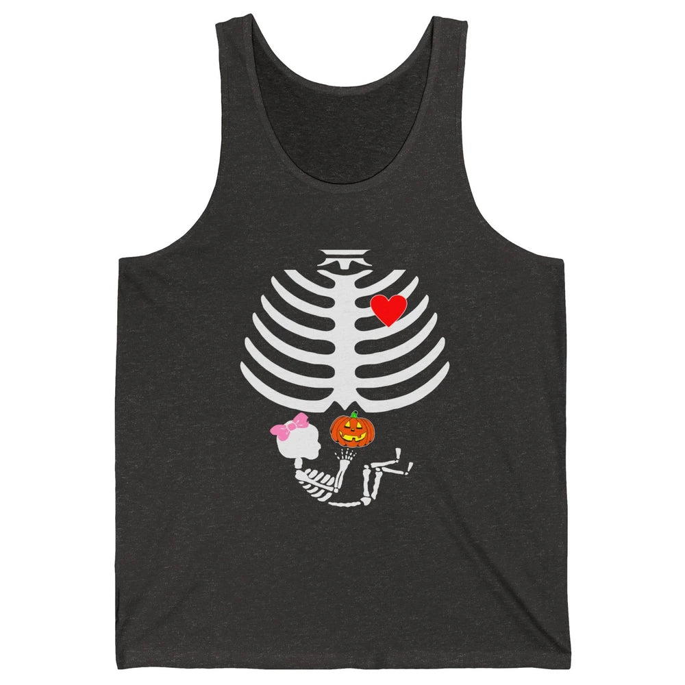 Baby Girl Skeleton Pregnancy Reveal Halloween Mom Costume Unisex Jersey Tank