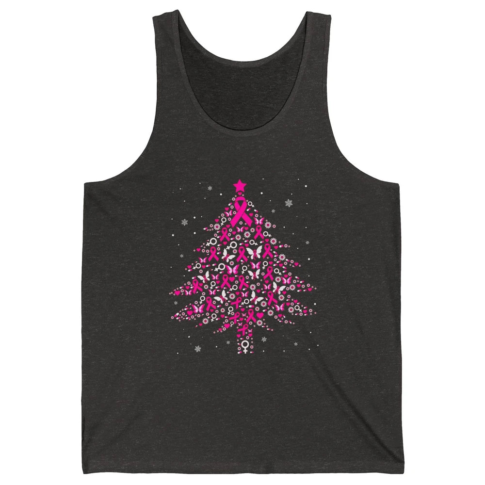 Breast Cancer Pink Ribbon Xmas Tree Breast Cancer Christmas Unisex Jersey Tank