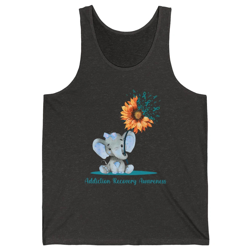 Addiction Recovery Awareness Teal Ribbon Baby Elephant Daisy Unisex Jersey Tank