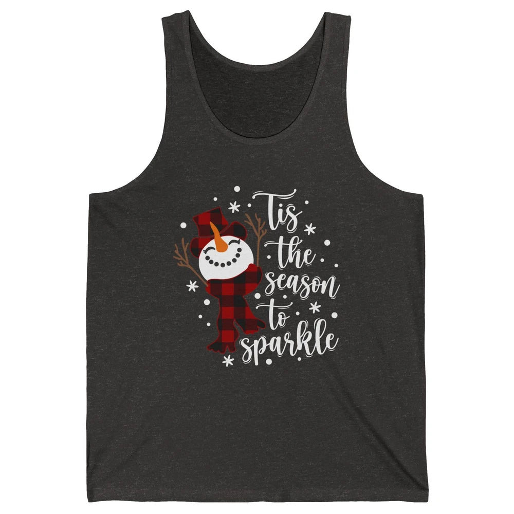 Funny Snowman Tis The Season To Sparkle Merry Christmas Unisex Jersey Tank