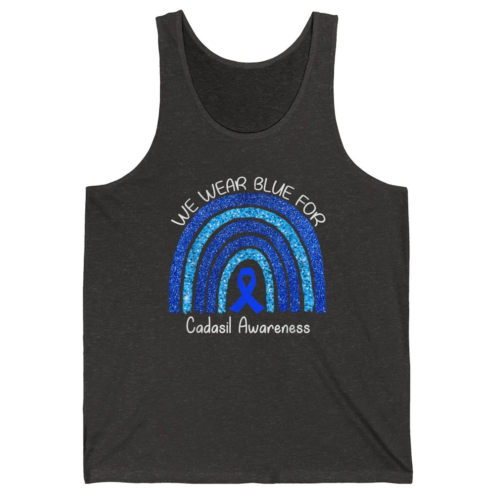 We Wear Blue Rainbow For Cadasil Awareness Month Blue Ribbon Unisex Jersey Tank