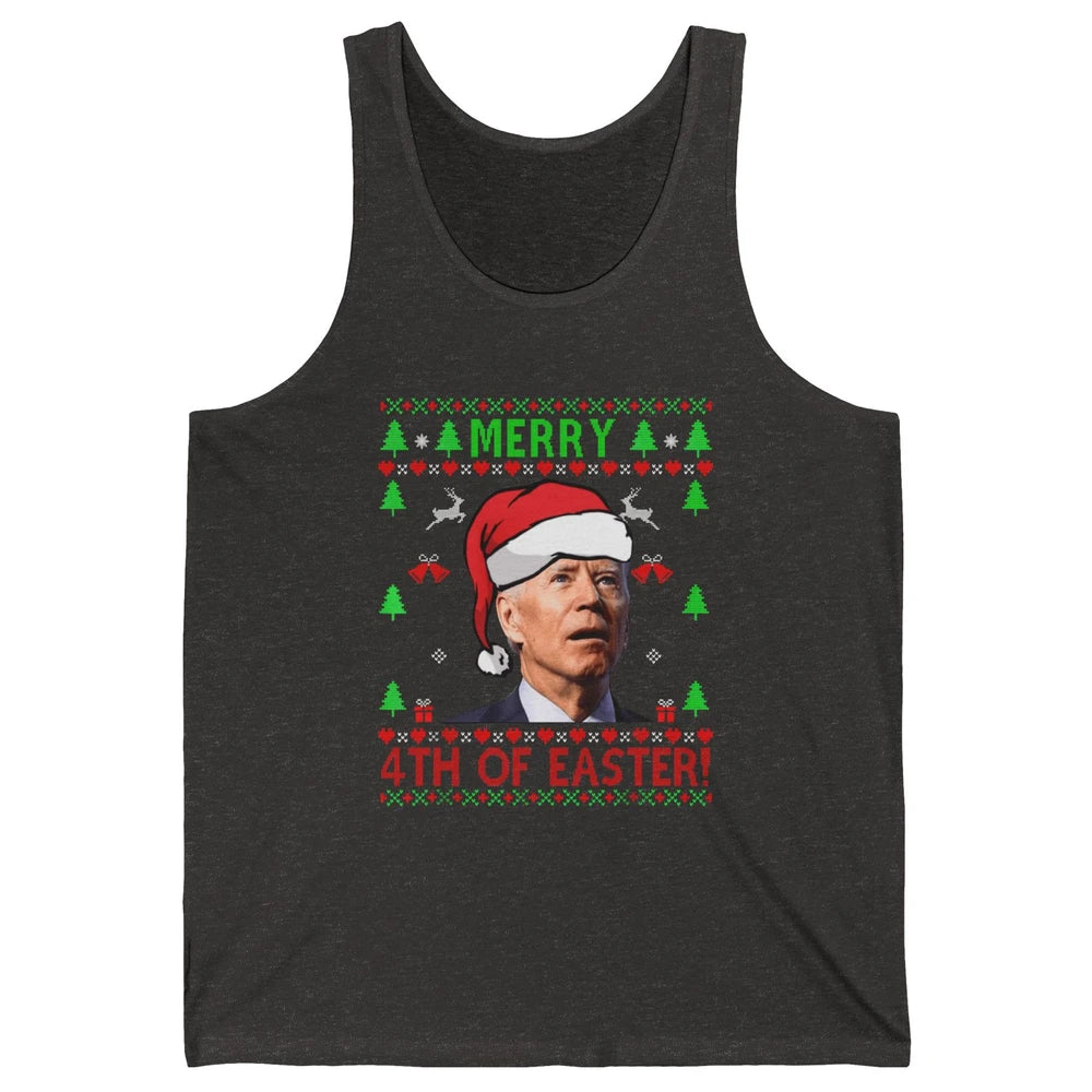 Funny Joe Biden Merry 4th Of Easter Christmas Anti Liberals Unisex Jersey Tank