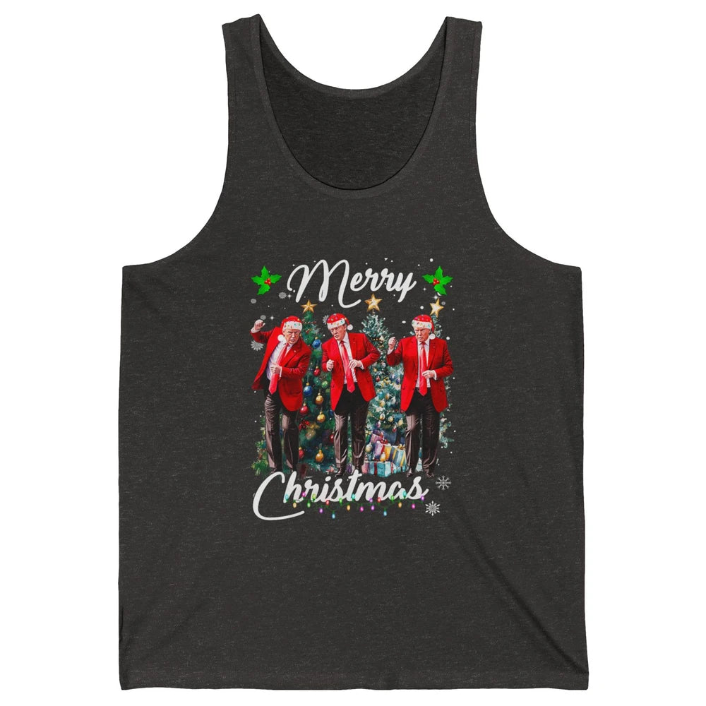 Funny Trump Dance Santa Claus Christmas Donald Trump President Sarcastic Political Xmas Unisex Jersey Tank