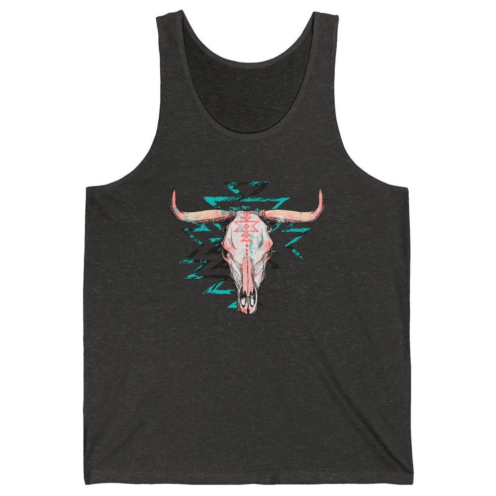 Boho Bull Skull Aztec Rodeo Desert Spirit Western Country Unisex Jersey Tank