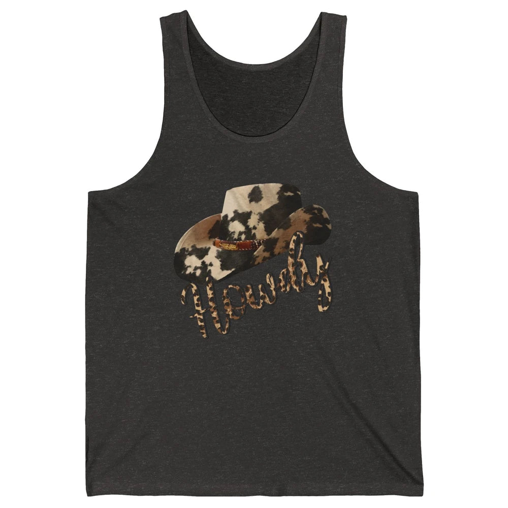 Vintage Leopard Cowboy Hat Howdy Western Country Cowgirls Unisex Jersey Tank