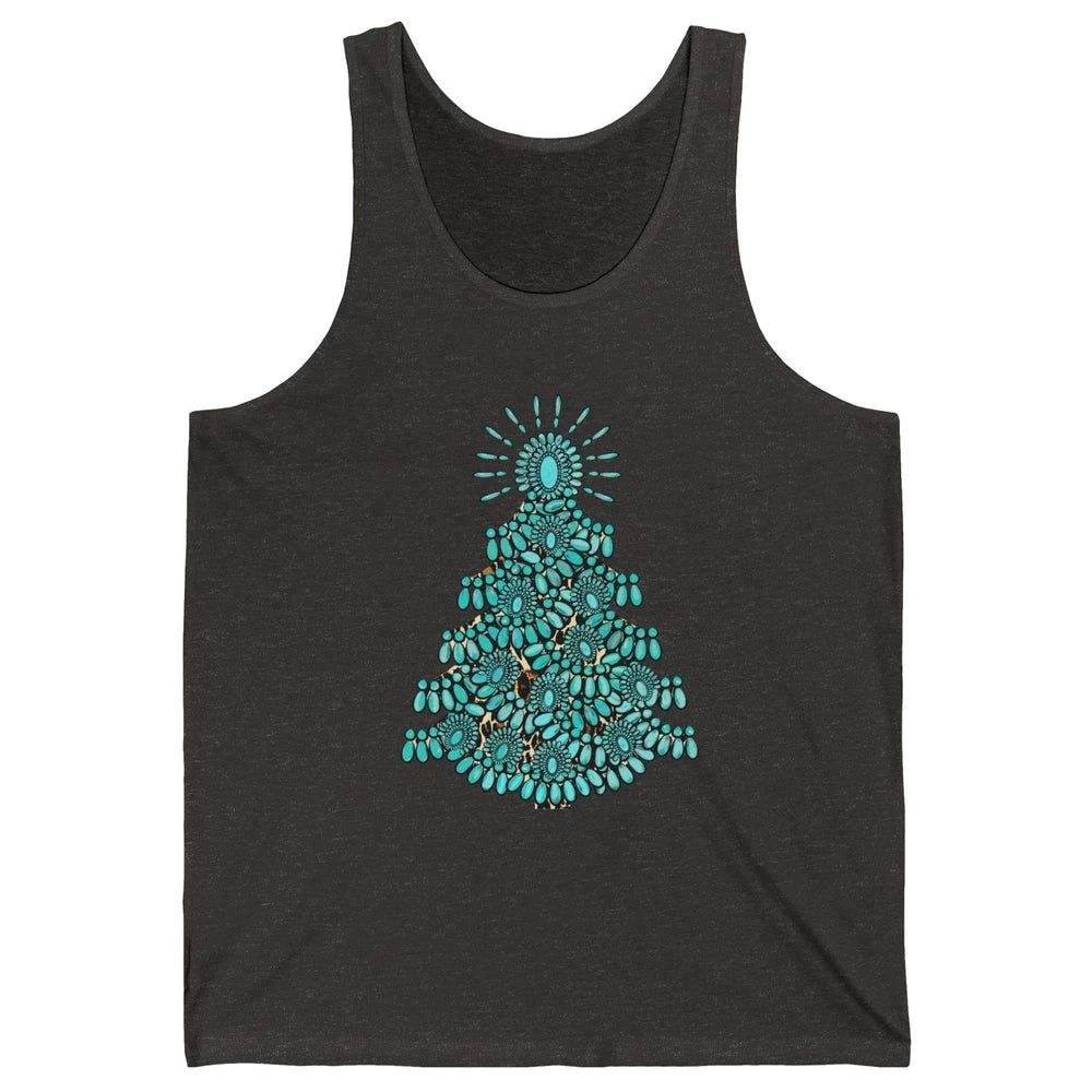 Turquoise Christmas Tree Western Christmas Country Farm Unisex Jersey Tank