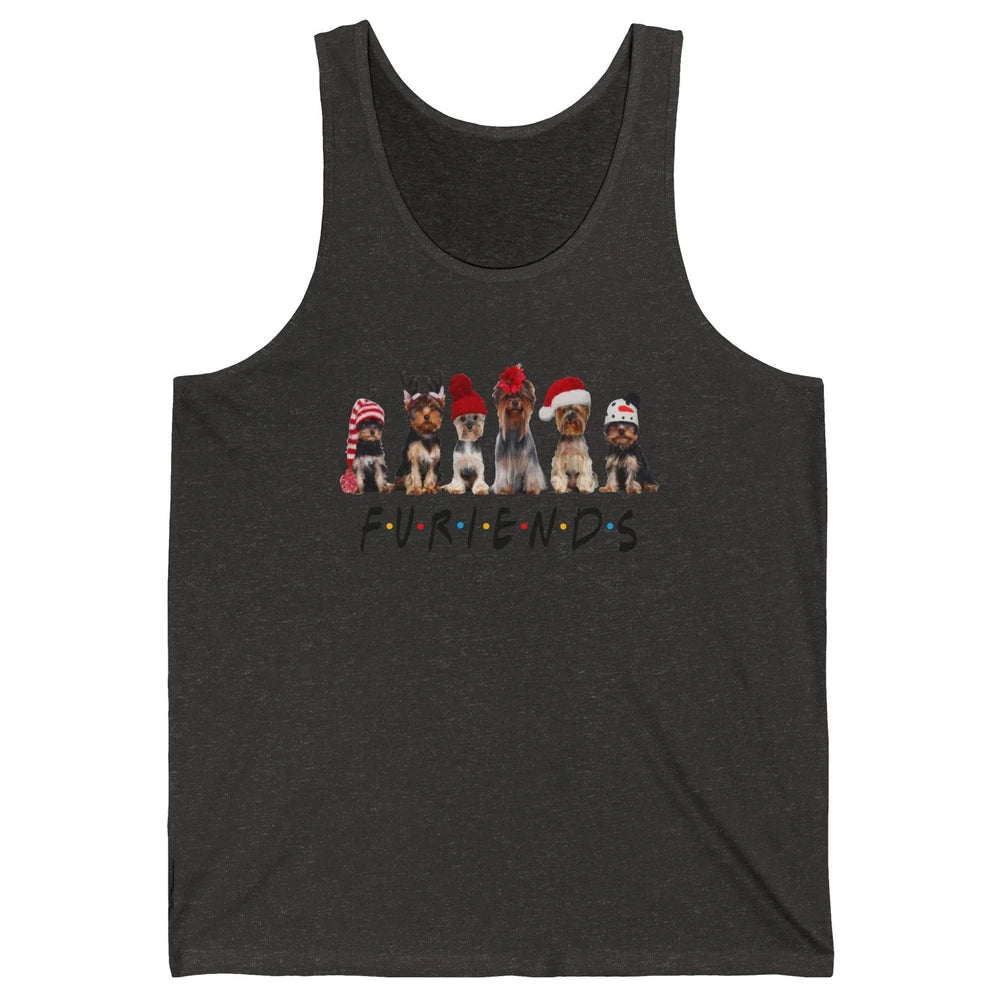 Funny Yorkie Furiends Merry Christmas Hat Santa Dog Lovers Unisex Jersey Tank