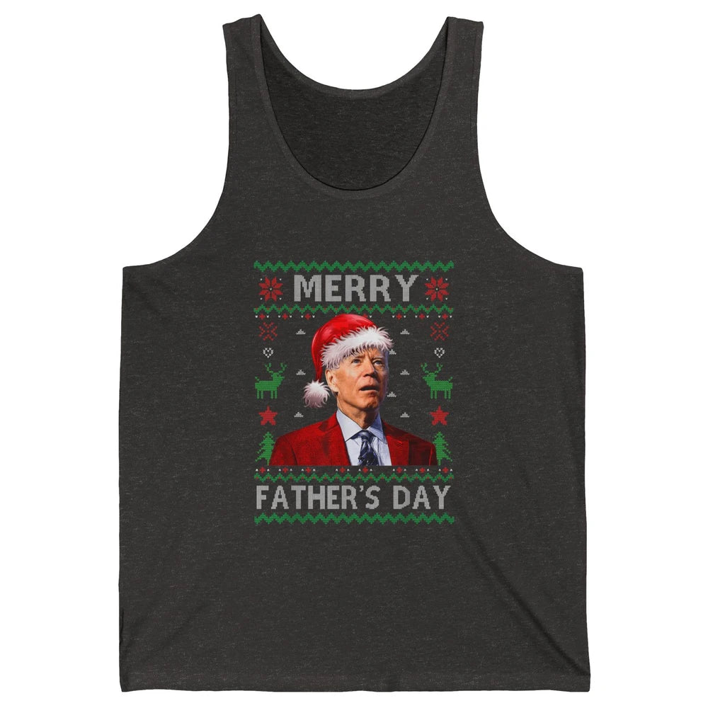 Funny Santa Hat Joe Biden Confused Ugly Christmas President Unisex Jersey Tank