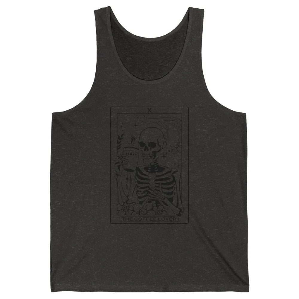 The Coffee Lover Skeleton Tarot Card Floral Goth Halloween Unisex Jersey Tank