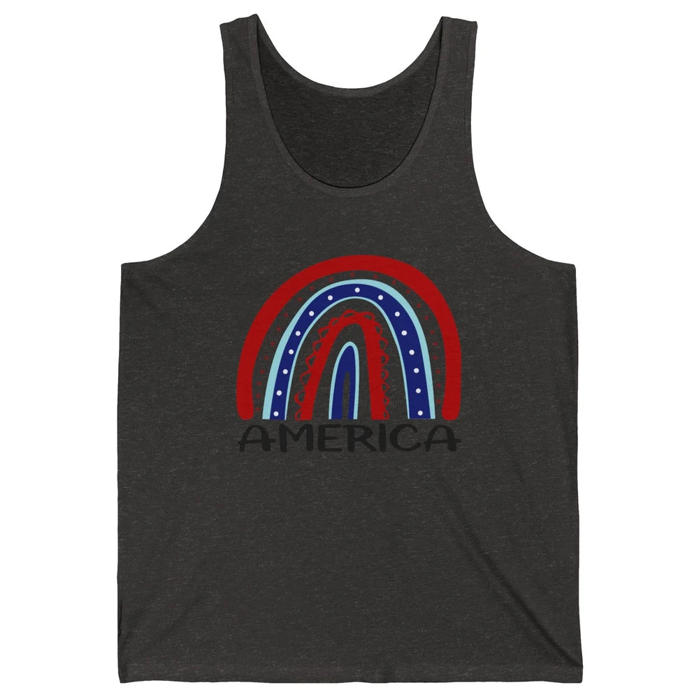 US Flag America Rainbow July 4th American Patriots Gift Unisex Jersey Tank