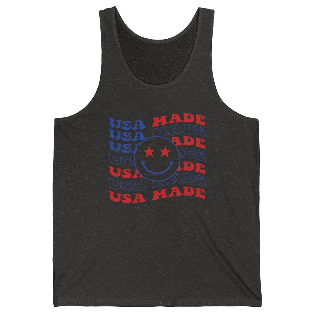 US Flag America Made Smiley Face July 4th American Patriots Unisex Jersey Tank