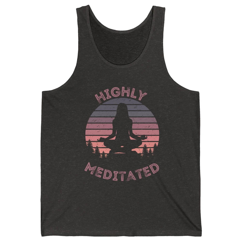 Vintage Woman Doing Yoga Highly Meditated Meditation Lovers Unisex Jersey Tank