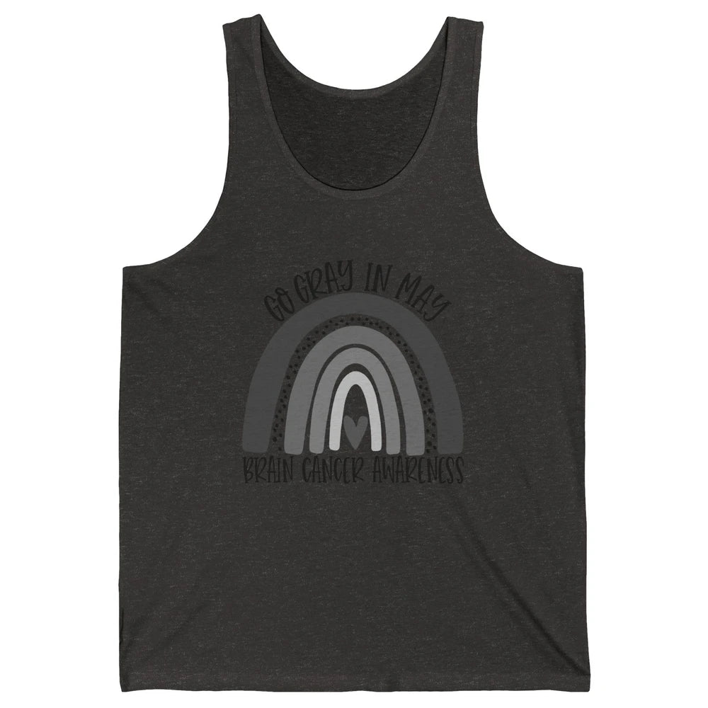 Brain Cancer Awareness Go Gray In May Gray Rainbow Heart Unisex Jersey Tank