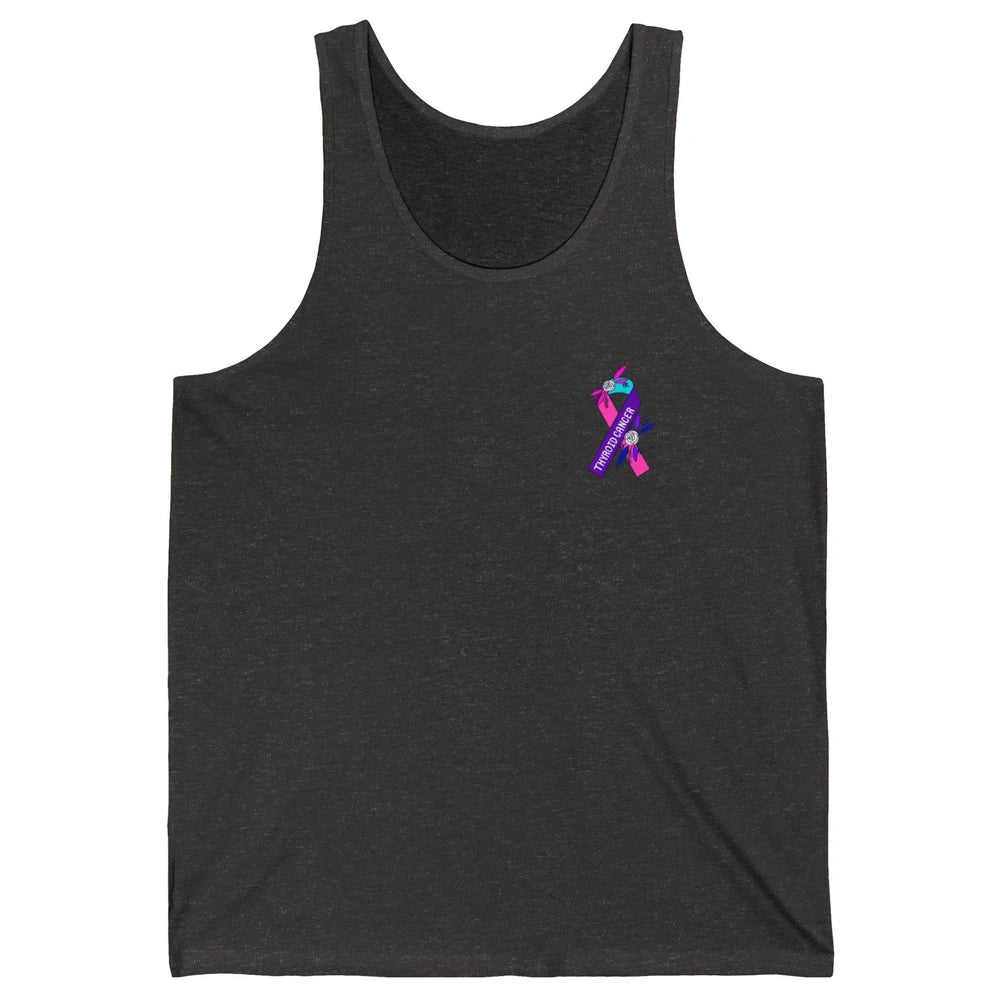 Thyroid Cancer Awareness Purple Pink Ribbon Pocket Size Gift Unisex Jersey Tank