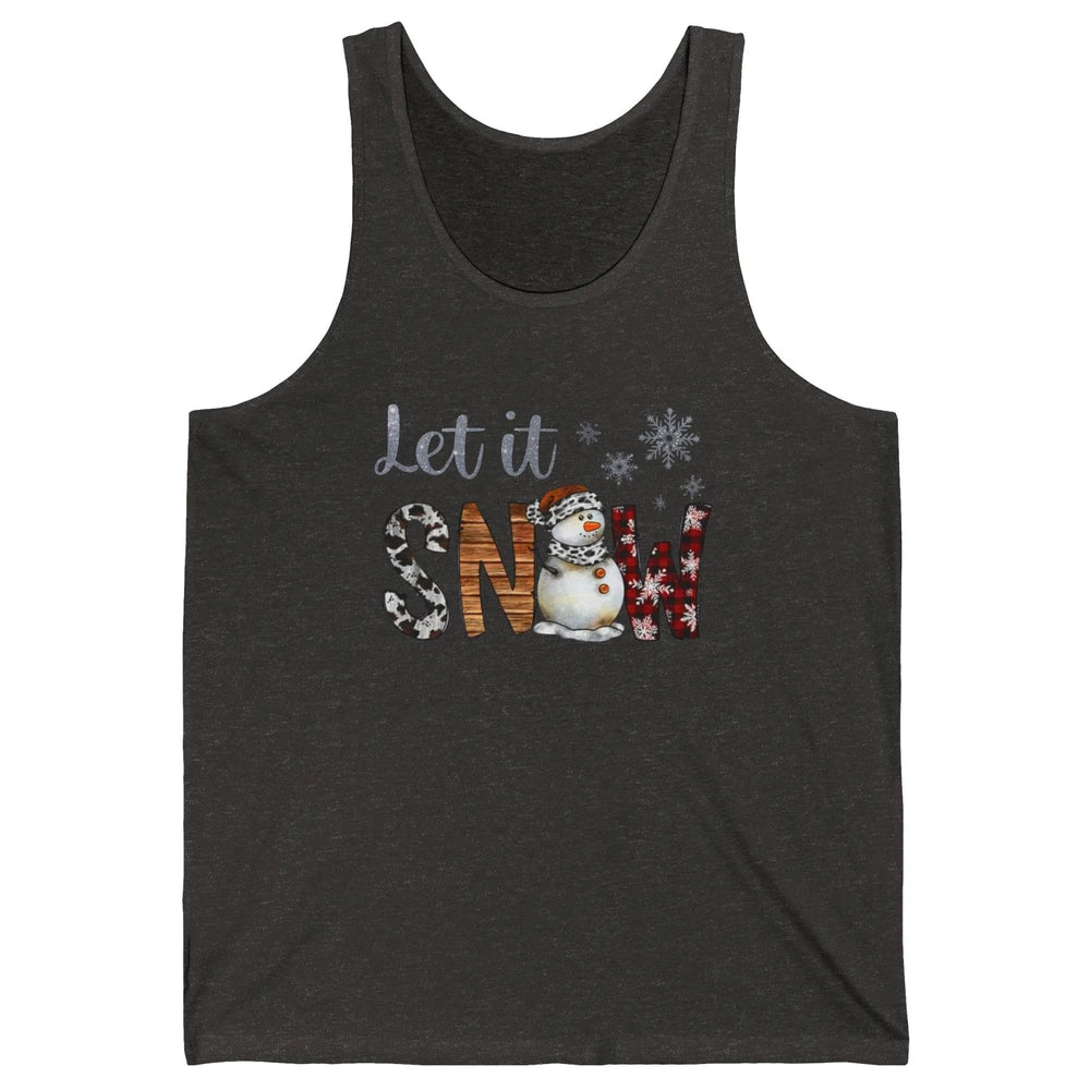 Leopard Snowman Let It Snow Snowflakes Western Christmas Unisex Jersey Tank