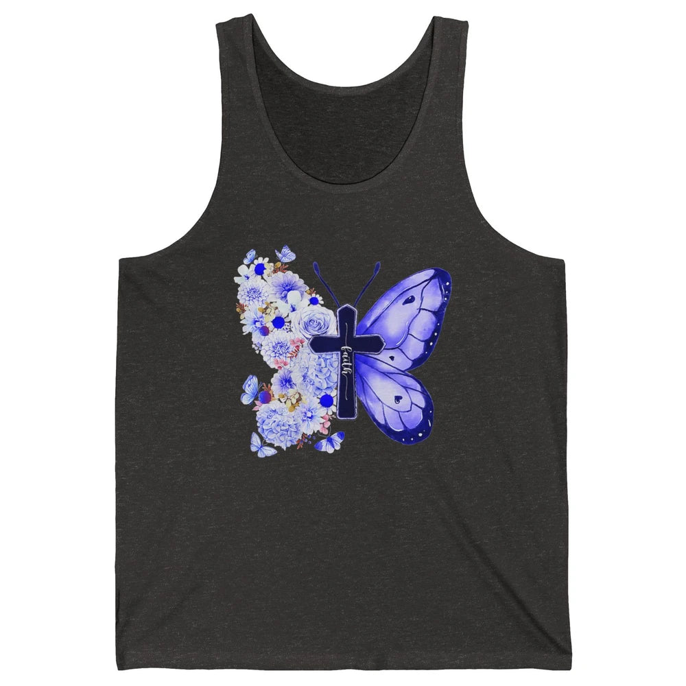 Butterfly Cross Faith Floral God Jesus Christian Bible Women Unisex Jersey Tank