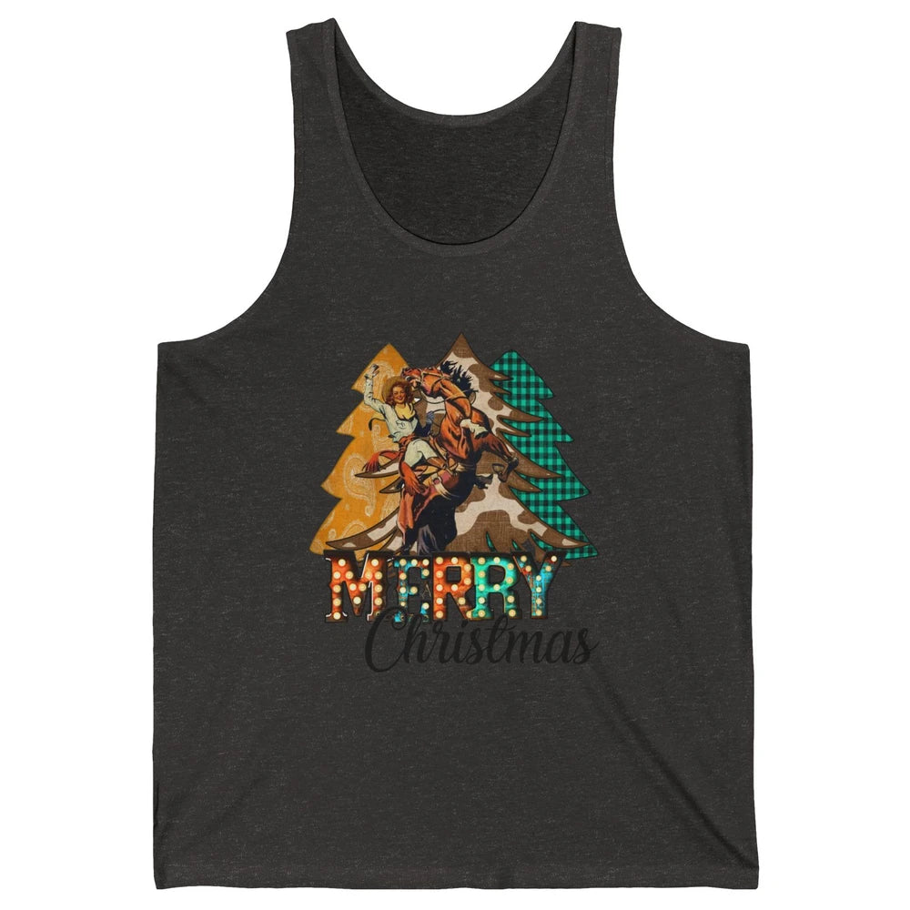 Rodeo Mom Cowgirl Christmas Tree Western Country Cowboy Gift Unisex Jersey Tank