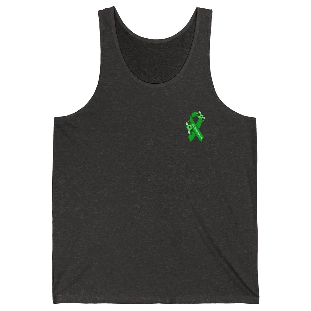 Scoliosis Awareness Support Floral Green Ribbon Pocket Size Unisex Jersey Tank