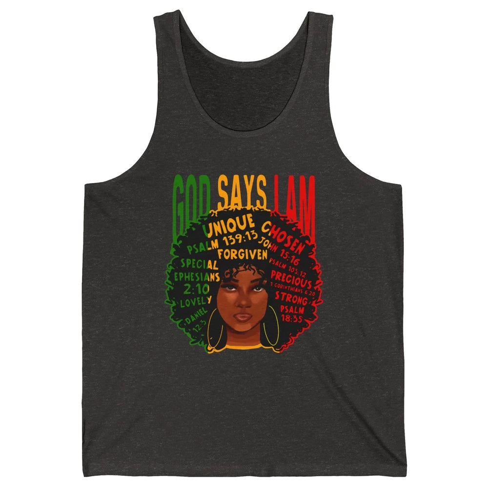 Afro Woman God Say I Am Black Melanin African American Woman Unisex Jersey Tank