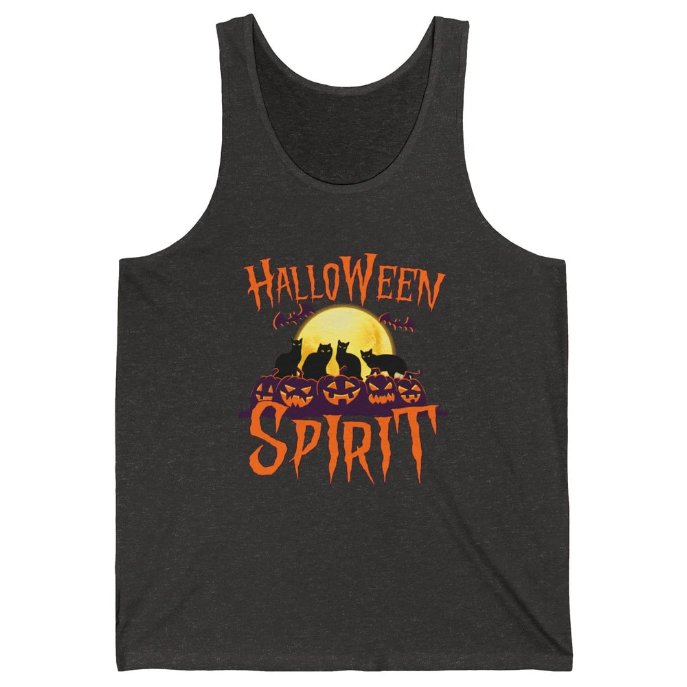 Black Cat Pumpkin Halloween Spirit Moon Night Cat Lover Gift Unisex Jersey Tank