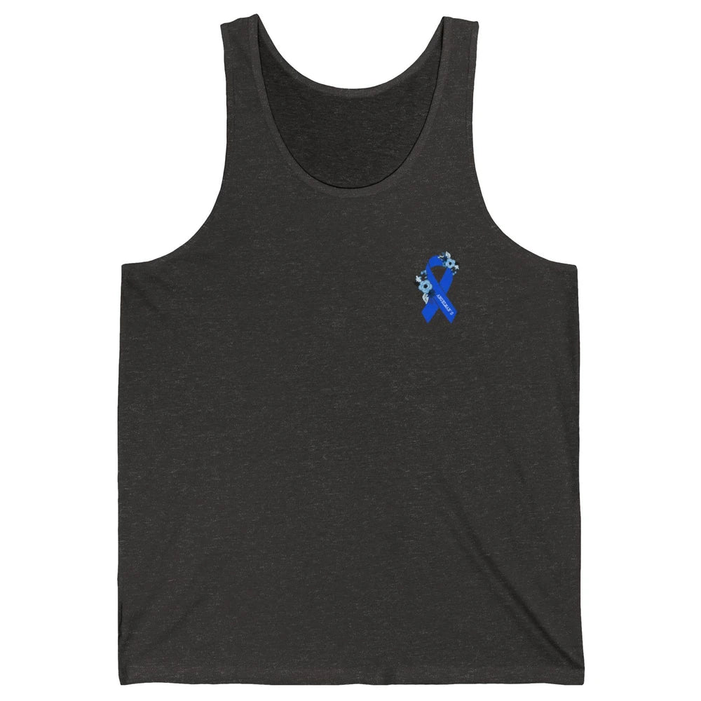 We Wear Blue Angelmans Syndrome Awareness Floral Blue Ribbon Unisex Jersey Tank