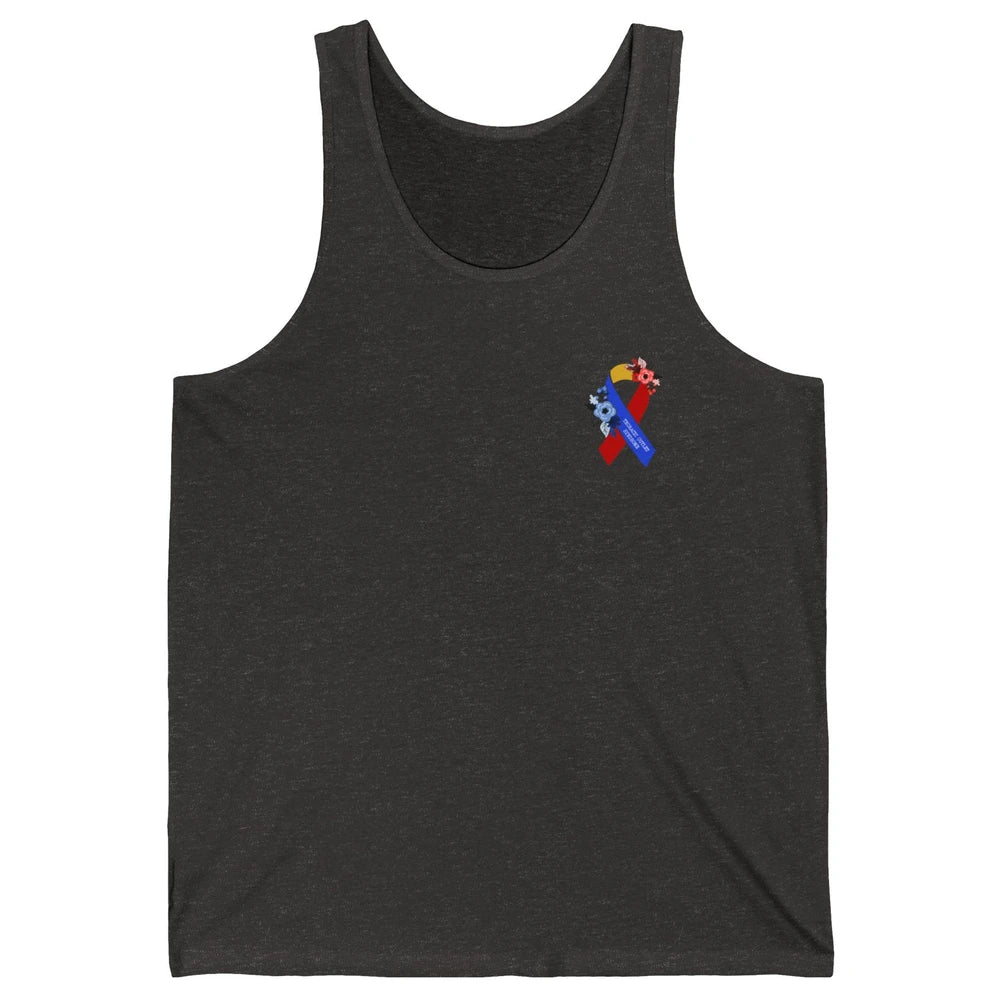 Thoracic Outlet Syndrome Awareness Floral Blue Red Ribbon Unisex Jersey Tank