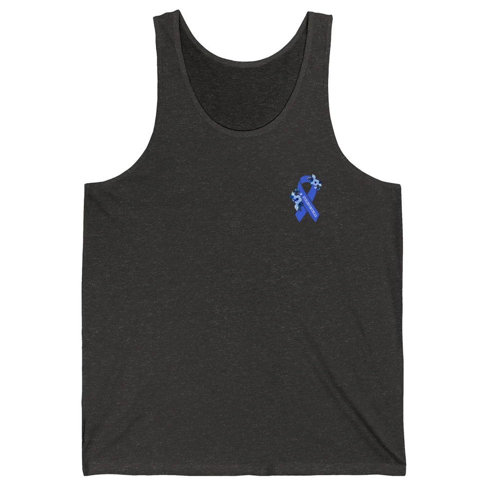 Syringomyelia Awareness Floral Blue Ribbon Rainbow Unisex Jersey Tank