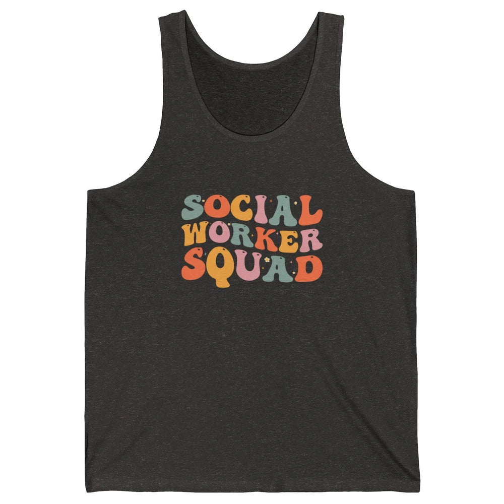 Social Worker Squad Groovy Retro Vintage Rainbow Social Work Unisex Jersey Tank