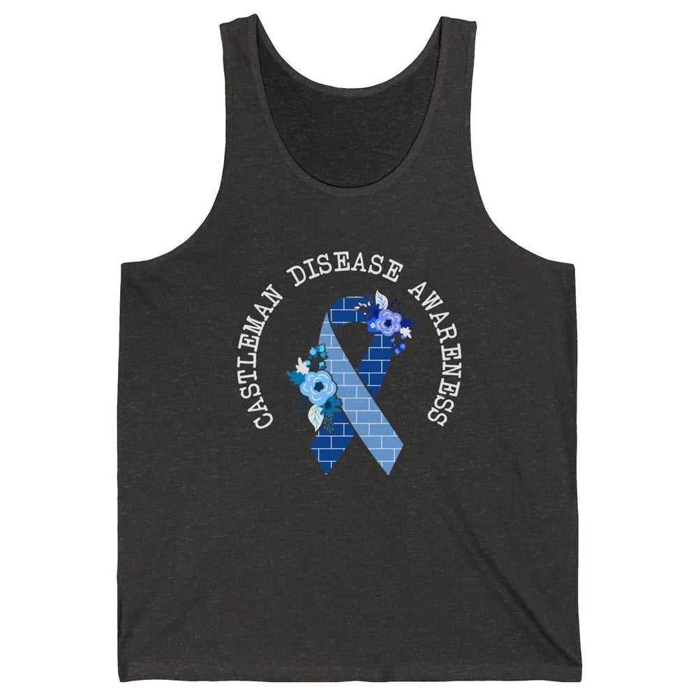 Castleman Disease Awareness Floral Blue Ribbon Rare Disease Unisex Jersey Tank