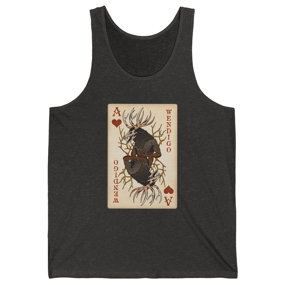 Scary Wendigo Original Cryptid Playing Card Tarot Reader Vintage Halloween Goth Unisex Jersey Tank