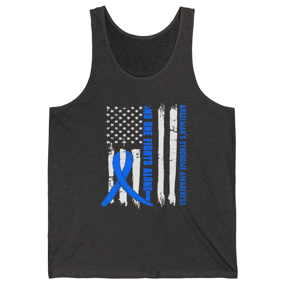 US Flag Angelman's Syndrome Blue Ribbon No One Fight Alone Unisex Jersey Tank